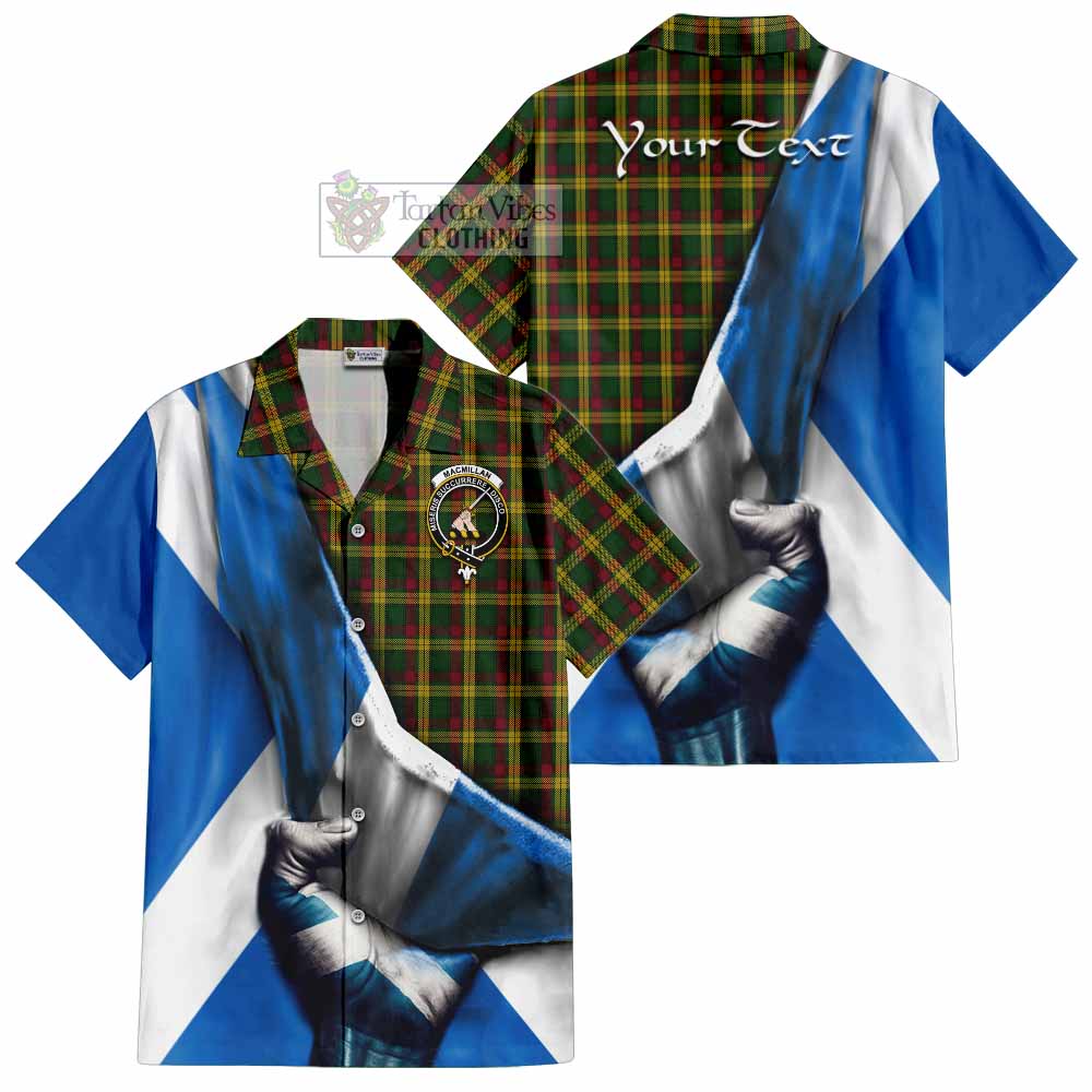 Tartan Vibes Clothing MacMillan (McMillan) Tartan Short Sleeve Button Shirt with Family Crest Scotland Patriotic Style