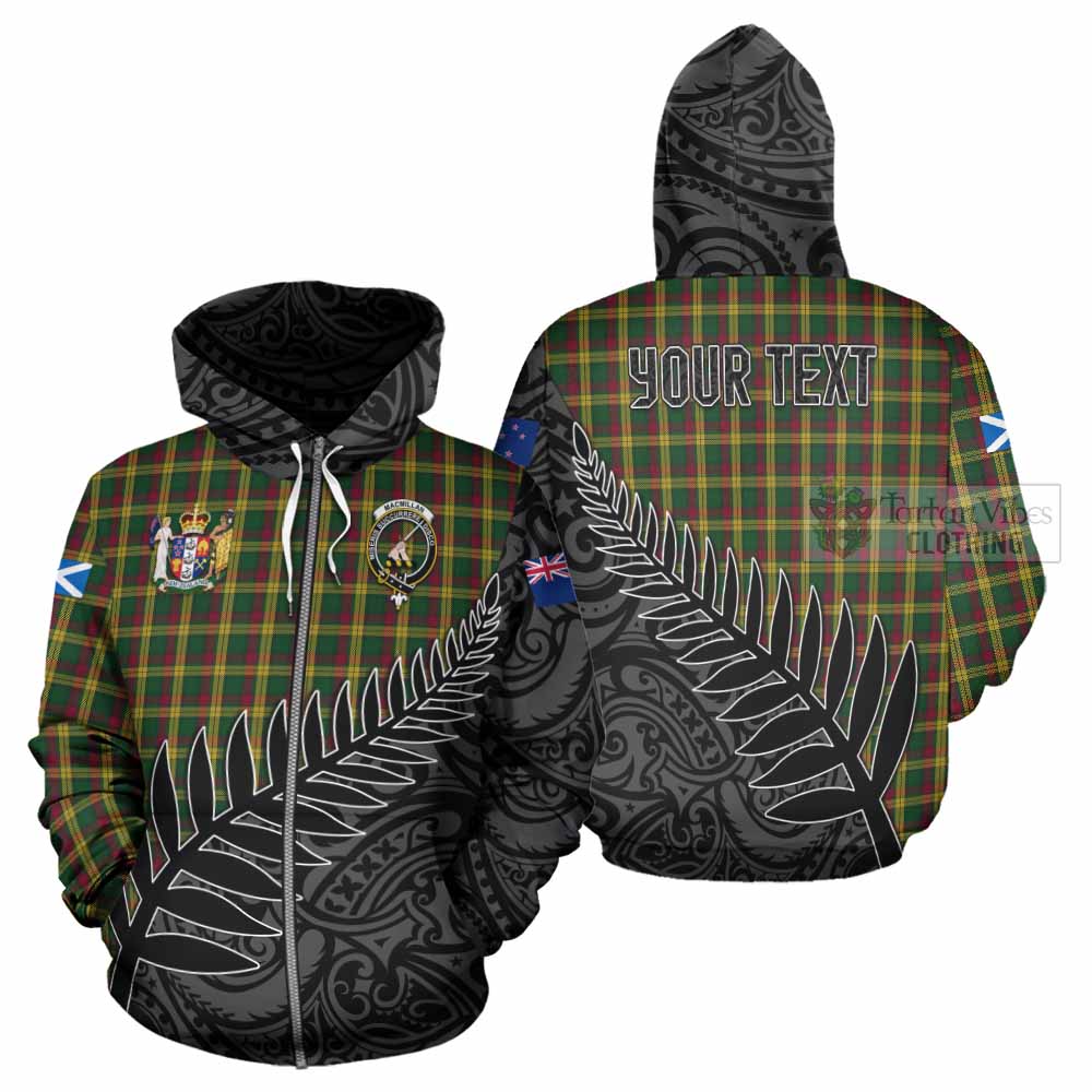 Tartan Vibes Clothing MacMillan (McMillan) Crest Tartan Hoodie with New Zealand Silver Fern Half Style