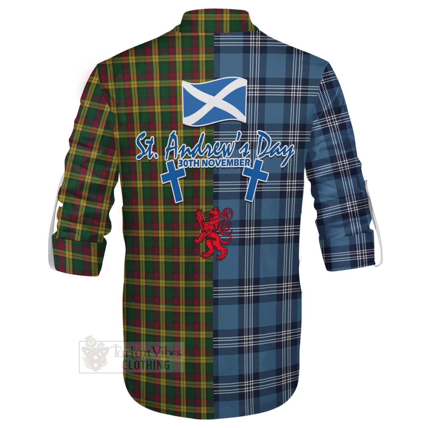 Tartan Vibes Clothing MacMillan (McMillan) Tartan Ghillie Kilt Shirt Happy St. Andrew's Day Half Tartan Style