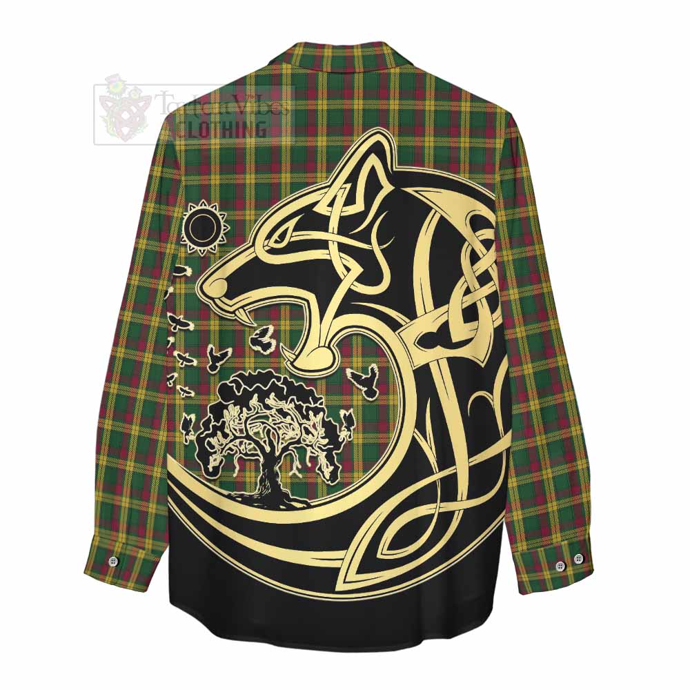 Tartan Vibes Clothing MacMillan (McMillan) Tartan Women's Casual Shirt with Family Crest Celtic Wolf Style