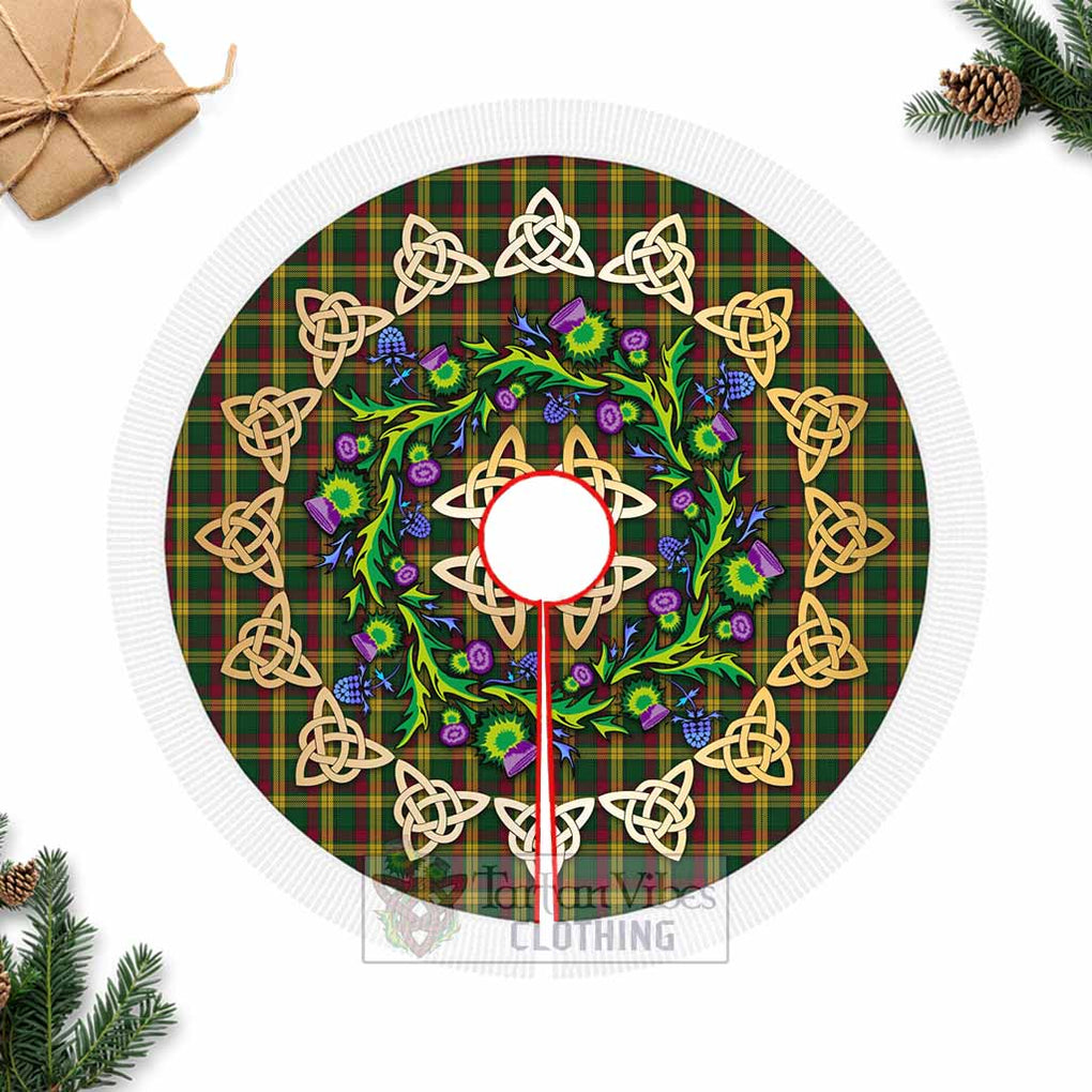 Tartan Vibes Clothing MacMillan (McMillan) Tartan Christmas Tree Skirt with Thistle Celtic Knot Style