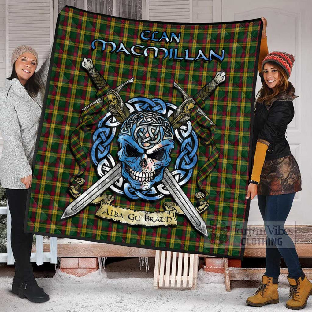 Tartan Vibes Clothing MacMillan (McMillan) Tartan Quilt with Celtic Skull Alba Gu Brath Style