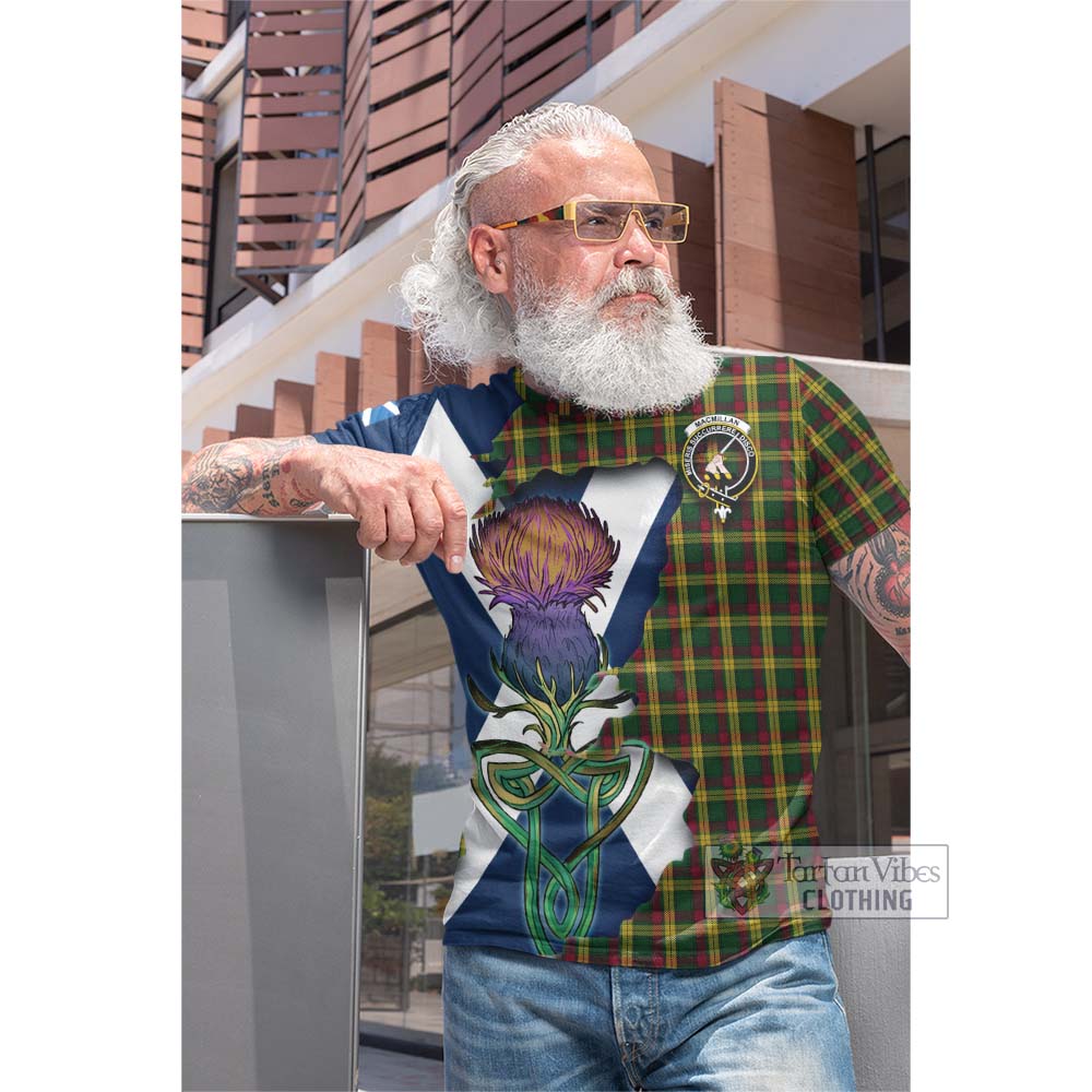MacMillan (McMillan) Tartan Family Crest Cotton T-shirt Scottish Thistle Celtic Inspired - Tartan Vibes Clothing