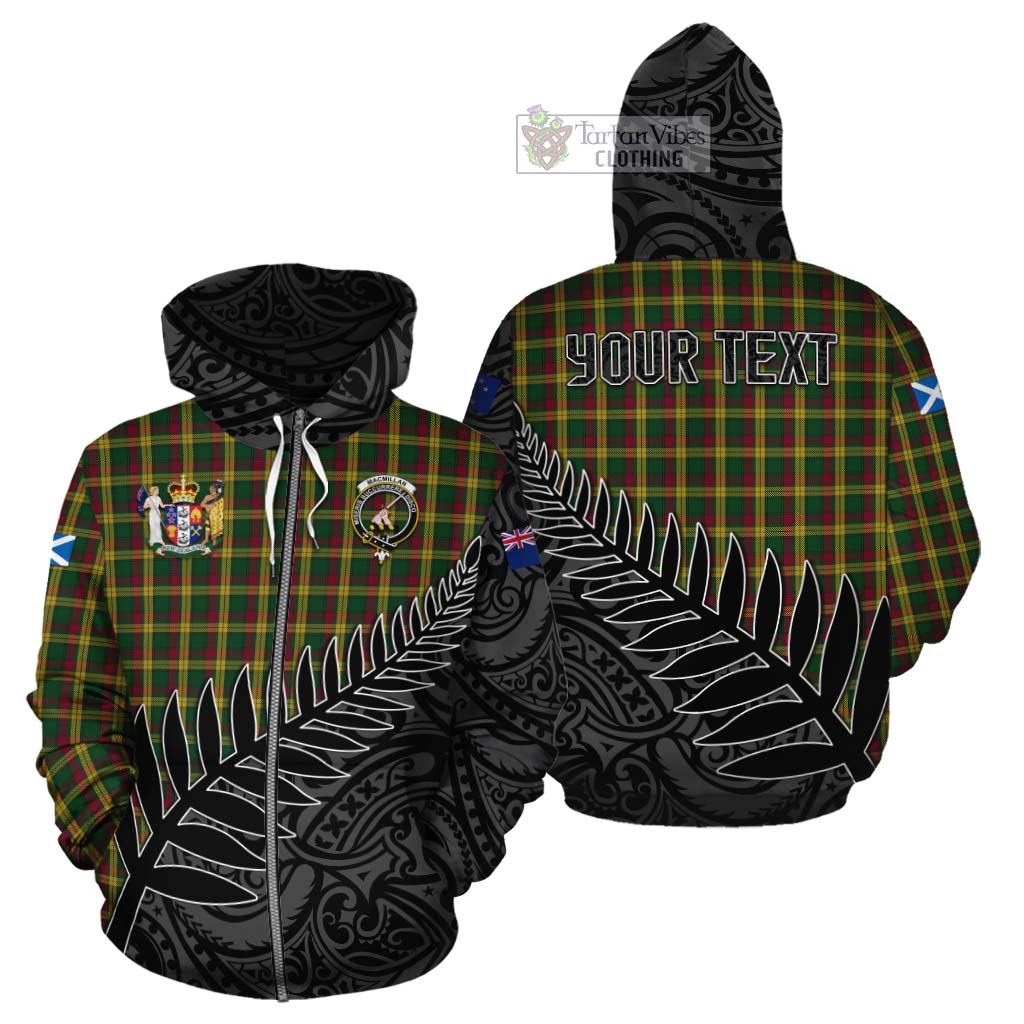 Tartan Vibes Clothing MacMillan (McMillan) Crest Tartan Cotton Hoodie with New Zealand Silver Fern Half Style