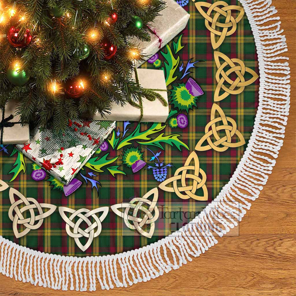 Tartan Vibes Clothing MacMillan (McMillan) Tartan Christmas Tree Skirt with Thistle Celtic Knot Style