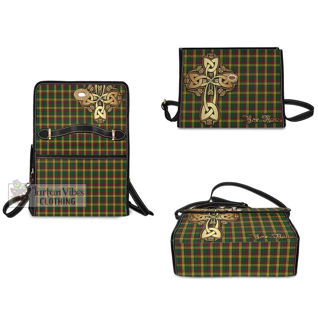 Tartan Vibes Clothing MacMillan (McMillan) Tartan Waterproof Canvas Bag Golden Thistle Celtic Cross Style