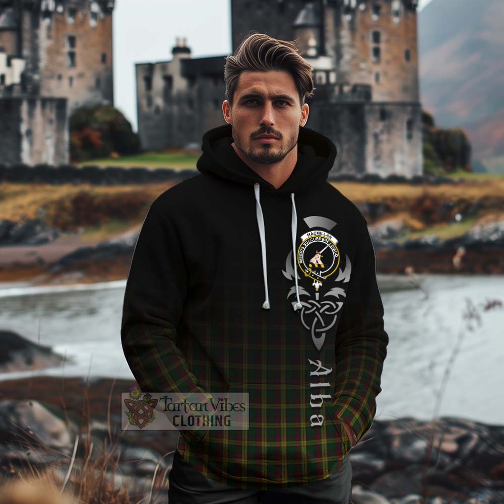 Tartan Vibes Clothing MacMillan (McMillan) Tartan Cotton Hoodie Featuring Alba Gu Brath Family Crest Celtic Inspired