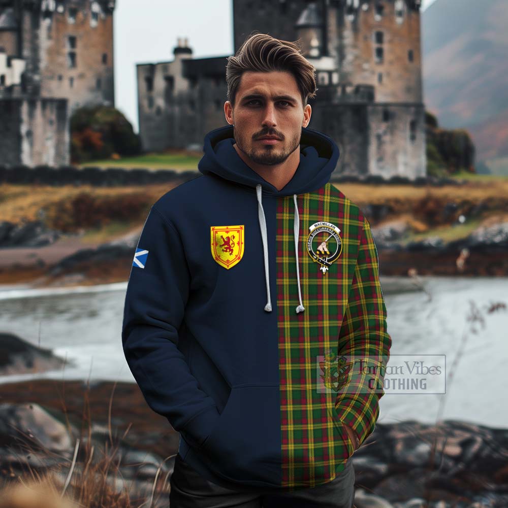 Tartan Vibes Clothing MacMillan (McMillan) Tartan Cotton Hoodie Alba with Scottish Lion Royal Arm Half Style