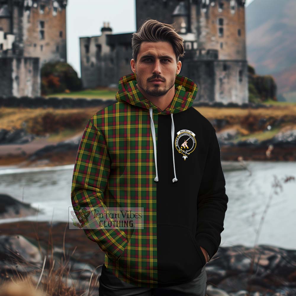 Tartan Vibes Clothing MacMillan (McMillan) Tartan Cotton Hoodie with Family Crest and Half Of Me Style