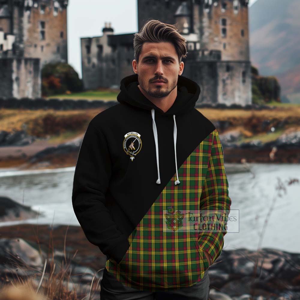 Tartan Vibes Clothing MacMillan (McMillan) Tartan Cotton Hoodie with Family Crest and Military Logo Style