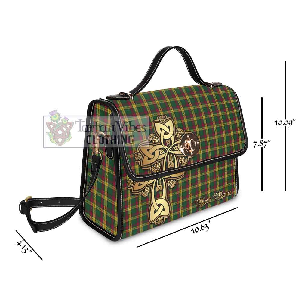 Tartan Vibes Clothing MacMillan (McMillan) Tartan Waterproof Canvas Bag Golden Thistle Celtic Cross Style