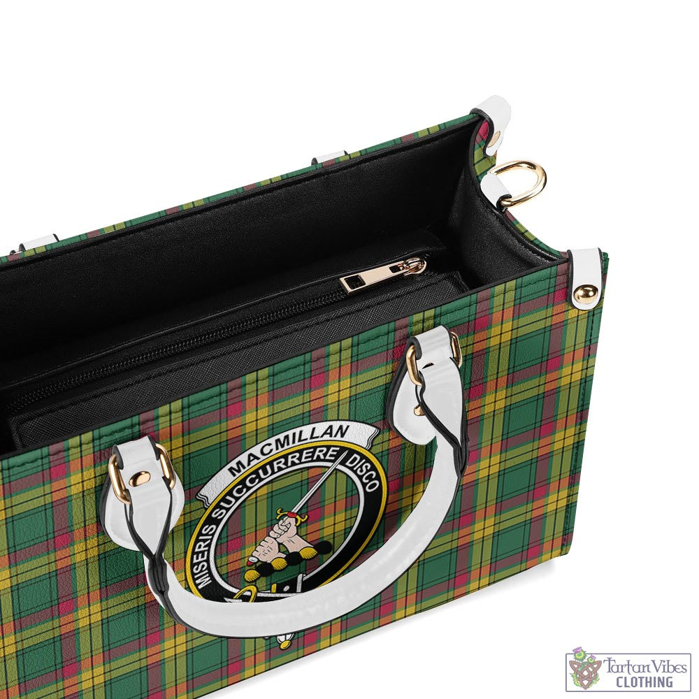 Tartan Vibes Clothing MacMillan Old Ancient Tartan Luxury Leather Handbags with Family Crest