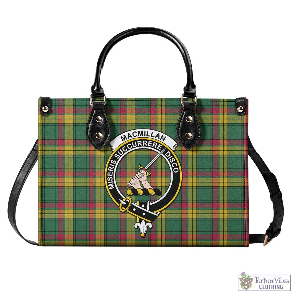 Tartan Vibes Clothing MacMillan Old Ancient Tartan Luxury Leather Handbags with Family Crest