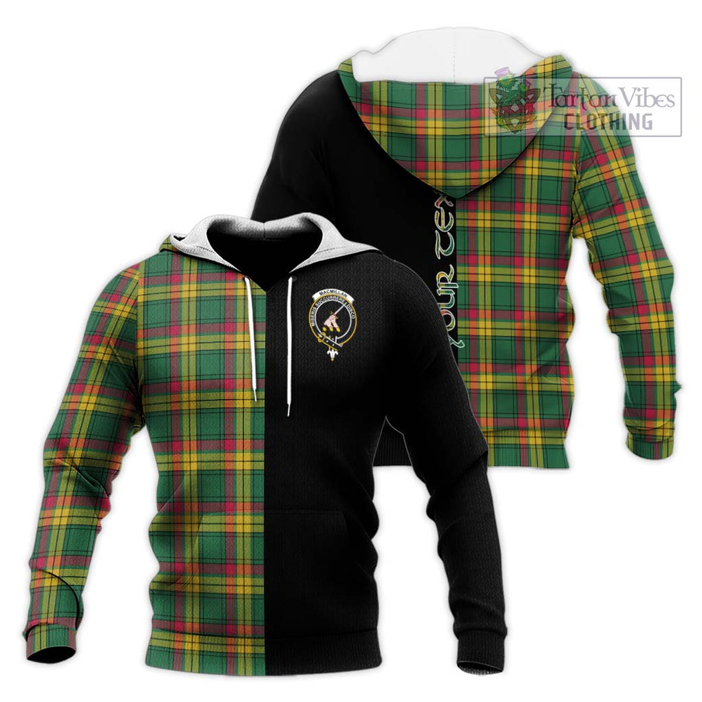 MacMillan Old Ancient Tartan Knitted Hoodie with Family Crest and Half Of Me Style Unisex Knitted Pullover Hoodie - Tartanvibesclothing Shop