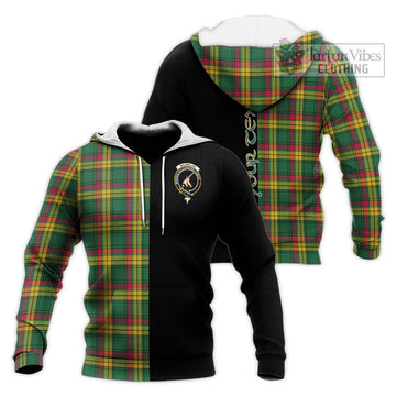 MacMillan Old Ancient Tartan Knitted Hoodie with Family Crest and Half Of Me Style