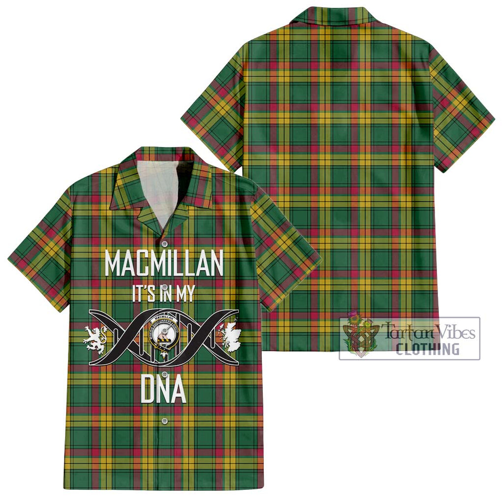 MacMillan Old Ancient Tartan Short Sleeve Button Shirt with Family Crest DNA In Me Style Kid - Tartanvibesclothing Shop