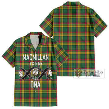 MacMillan Old Ancient Tartan Short Sleeve Button Shirt with Family Crest DNA In Me Style