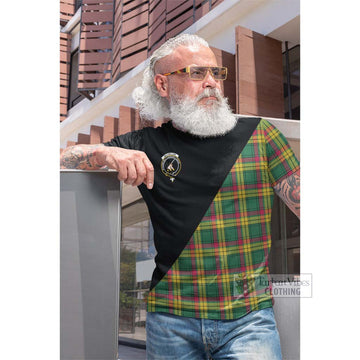 MacMillan Old Ancient Tartan Cotton T-shirt with Family Crest and Military Logo Style