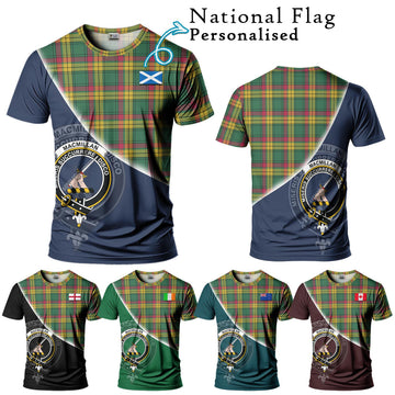 MacMillan Old Ancient Tartan T-Shirt with Personalised National Flag and Family Crest Half Style