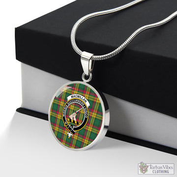 MacMillan Old Ancient Tartan Circle Necklace with Family Crest