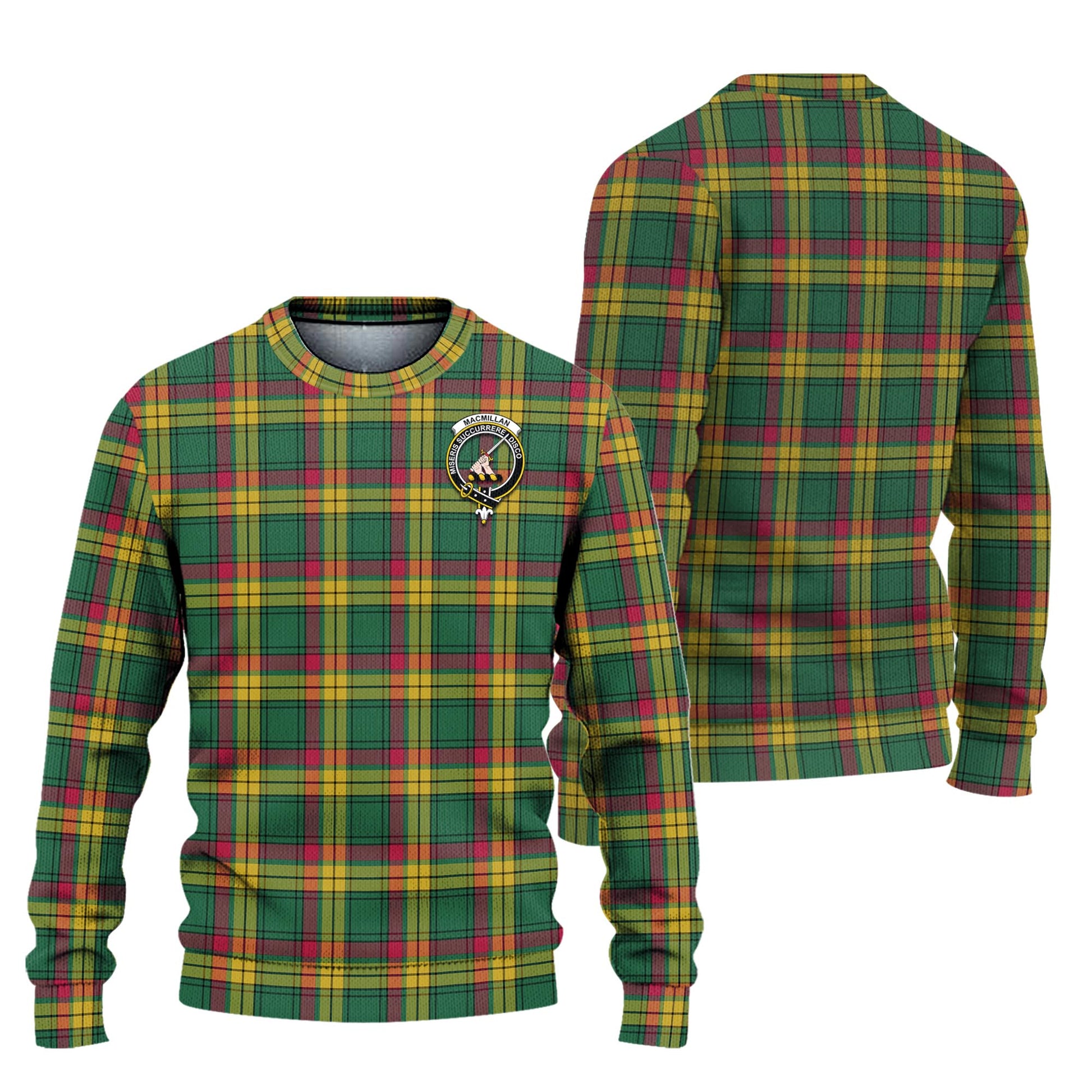 MacMillan Old Ancient Tartan Knitted Sweater with Family Crest Unisex - Tartanvibesclothing