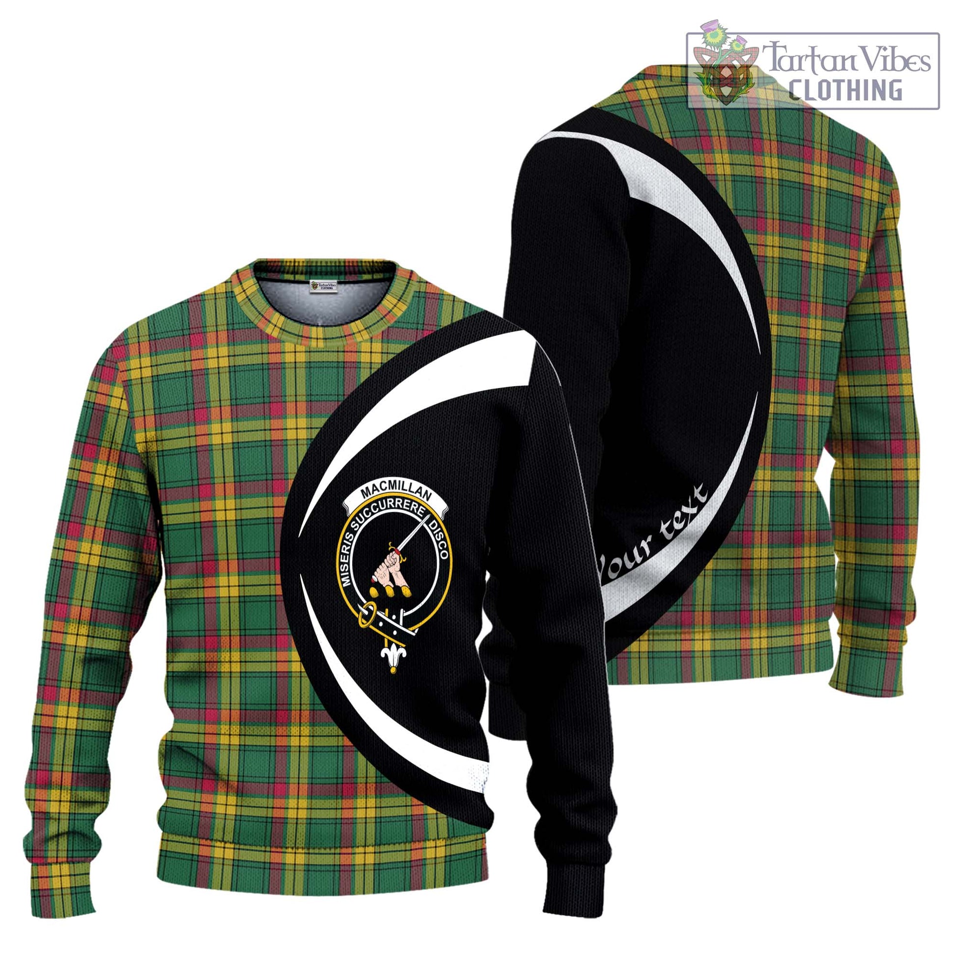 MacMillan Old Ancient Tartan Knitted Sweater with Family Crest Circle Style Unisex - Tartan Vibes Clothing