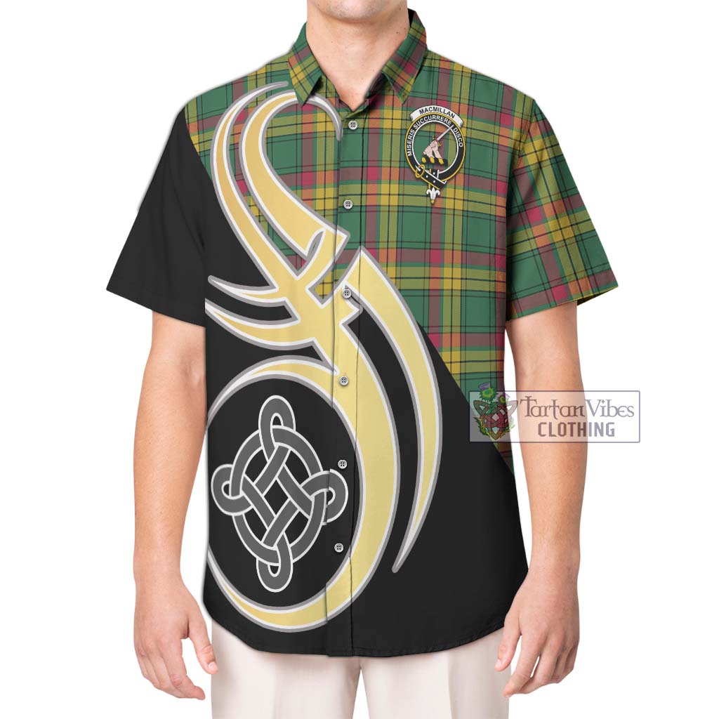 MacMillan Old Ancient Tartan Short Sleeve Button Shirt with Family Crest and Celtic Symbol Style Kid - Tartan Vibes Clothing