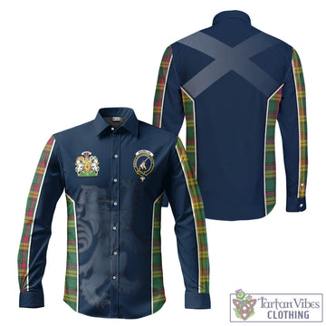 MacMillan Old Ancient Tartan Long Sleeve Button Up Shirt with Family Crest and Lion Rampant Vibes Sport Style