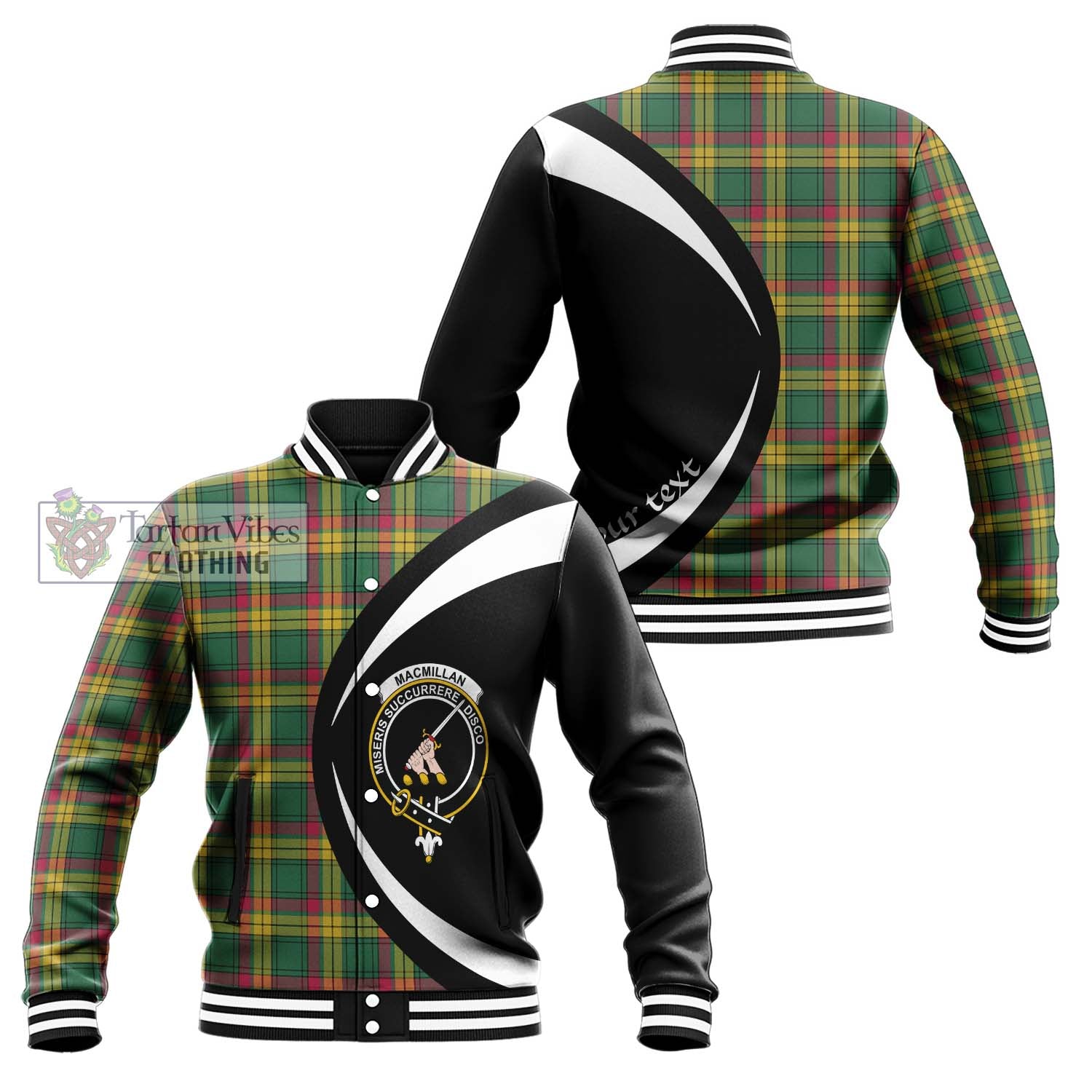 MacMillan Old Ancient Tartan Baseball Jacket with Family Crest Circle Style Unisex - Tartan Vibes Clothing