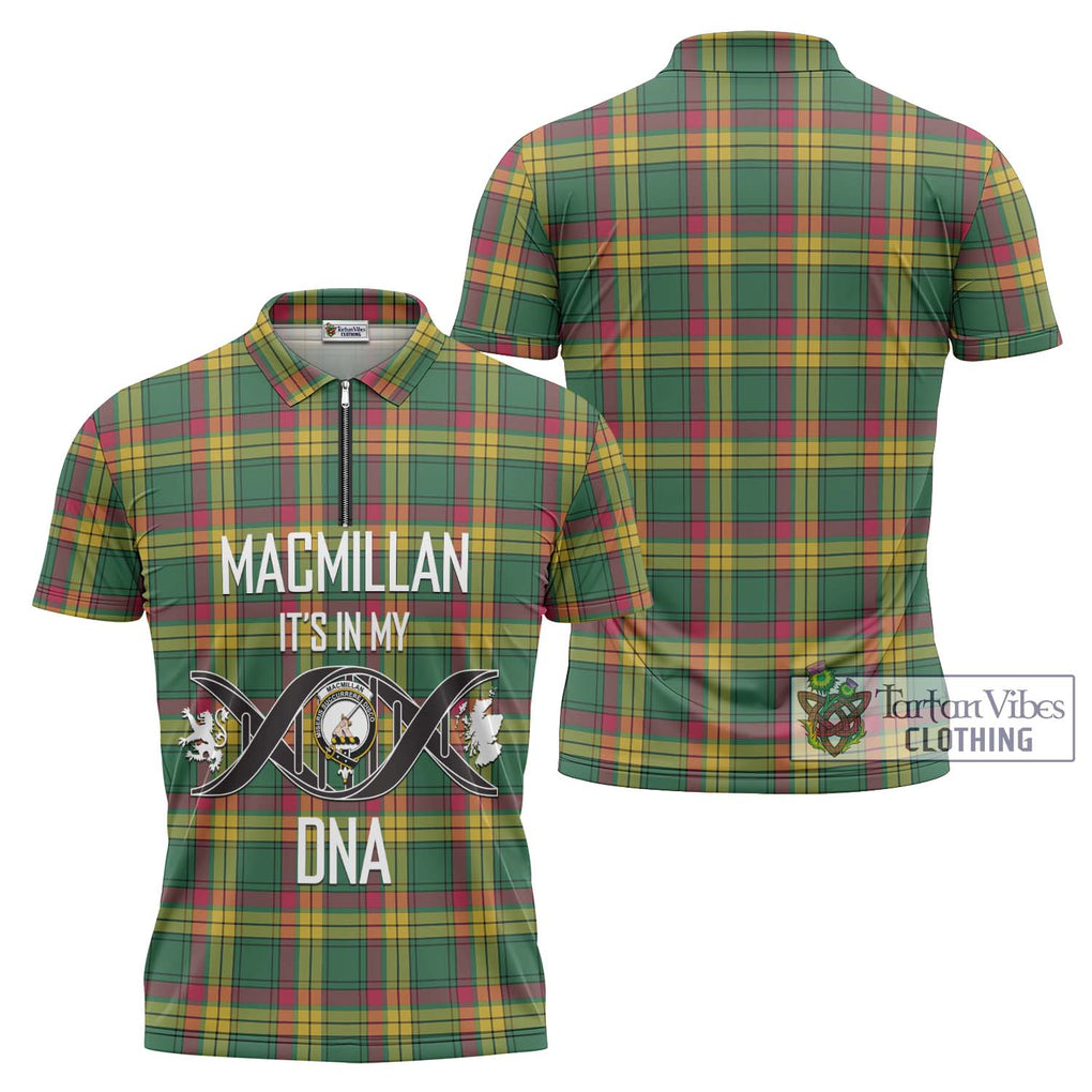 MacMillan Old Ancient Tartan Zipper Polo Shirt with Family Crest DNA In Me Style Unisex - Tartanvibesclothing Shop