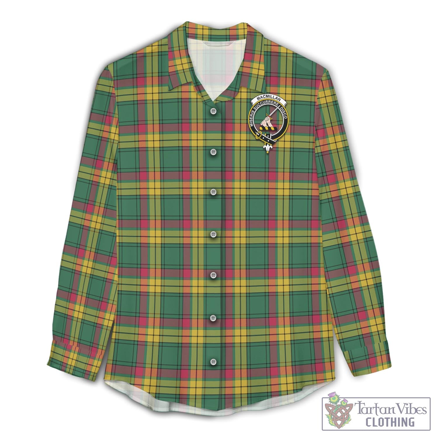 Tartan Vibes Clothing MacMillan Old Ancient Tartan Womens Casual Shirt with Family Crest