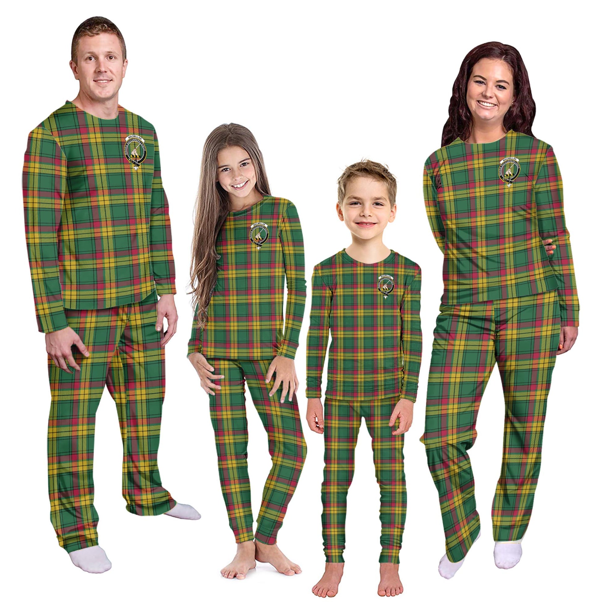 MacMillan Old Ancient Tartan Pajamas Family Set with Family Crest - Tartanvibesclothing