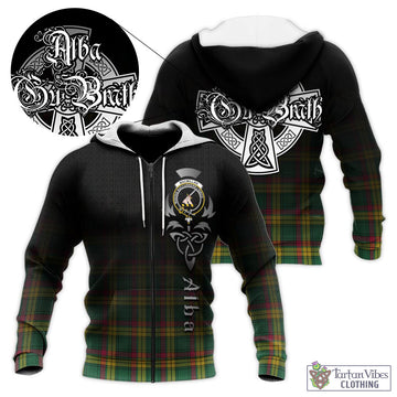 MacMillan Old Ancient Tartan Knitted Hoodie Featuring Alba Gu Brath Family Crest Celtic Inspired