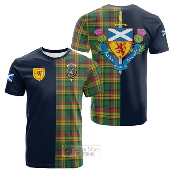 MacMillan Old Ancient Tartan Cotton T-shirt Alba with Scottish Lion Royal Arm Half Style