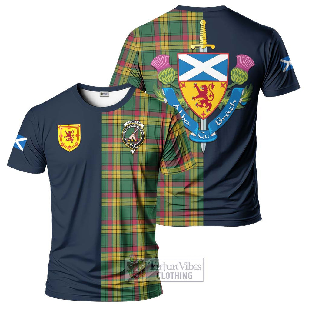 Tartan Vibes Clothing MacMillan Old Ancient Tartan T-Shirt Alba with Scottish Lion Royal Arm Half Style