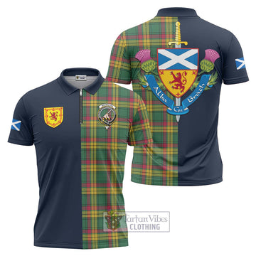 MacMillan Old Ancient Tartan Zipper Polo Shirt Alba with Scottish Lion Royal Arm Half Style