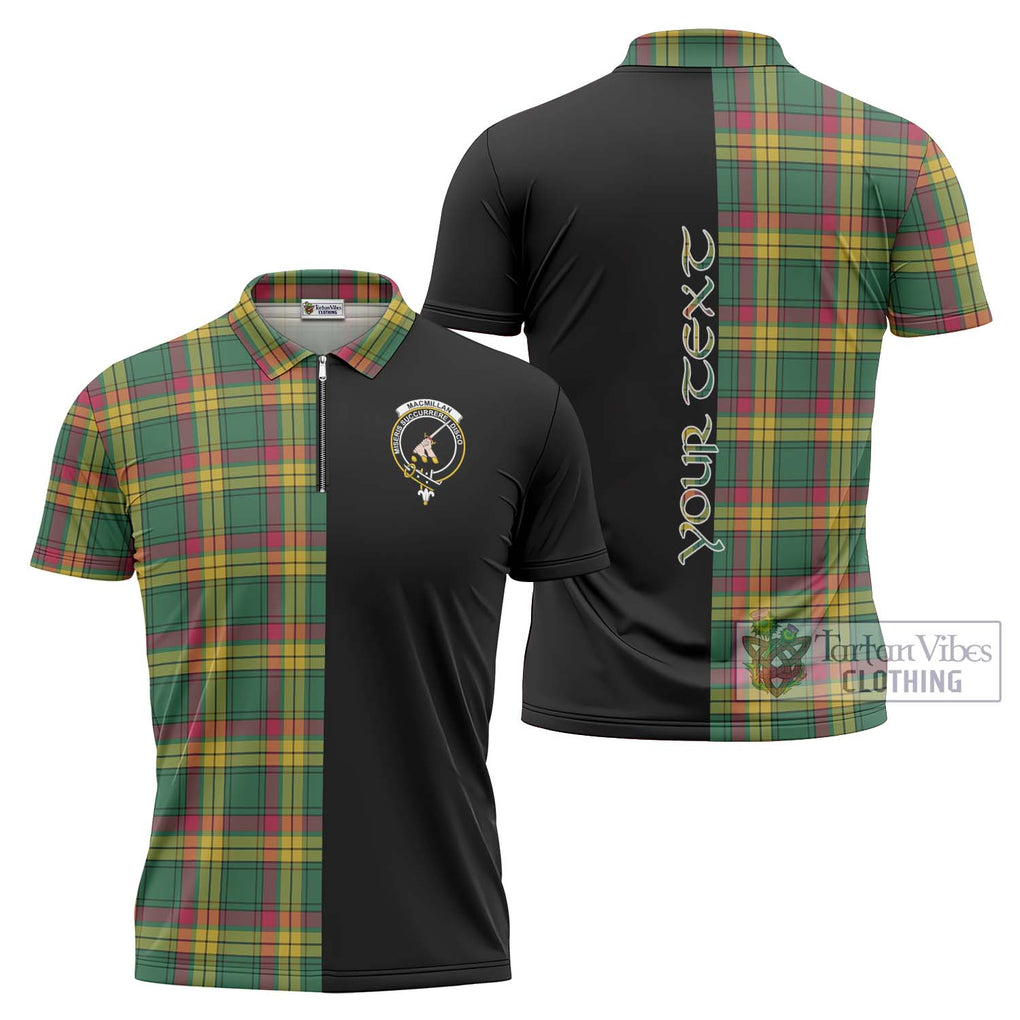 MacMillan Old Ancient Tartan Zipper Polo Shirt with Family Crest and Half Of Me Style Unisex - Tartanvibesclothing Shop