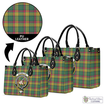 MacMillan Old Ancient Tartan Luxury Leather Handbags with Family Crest