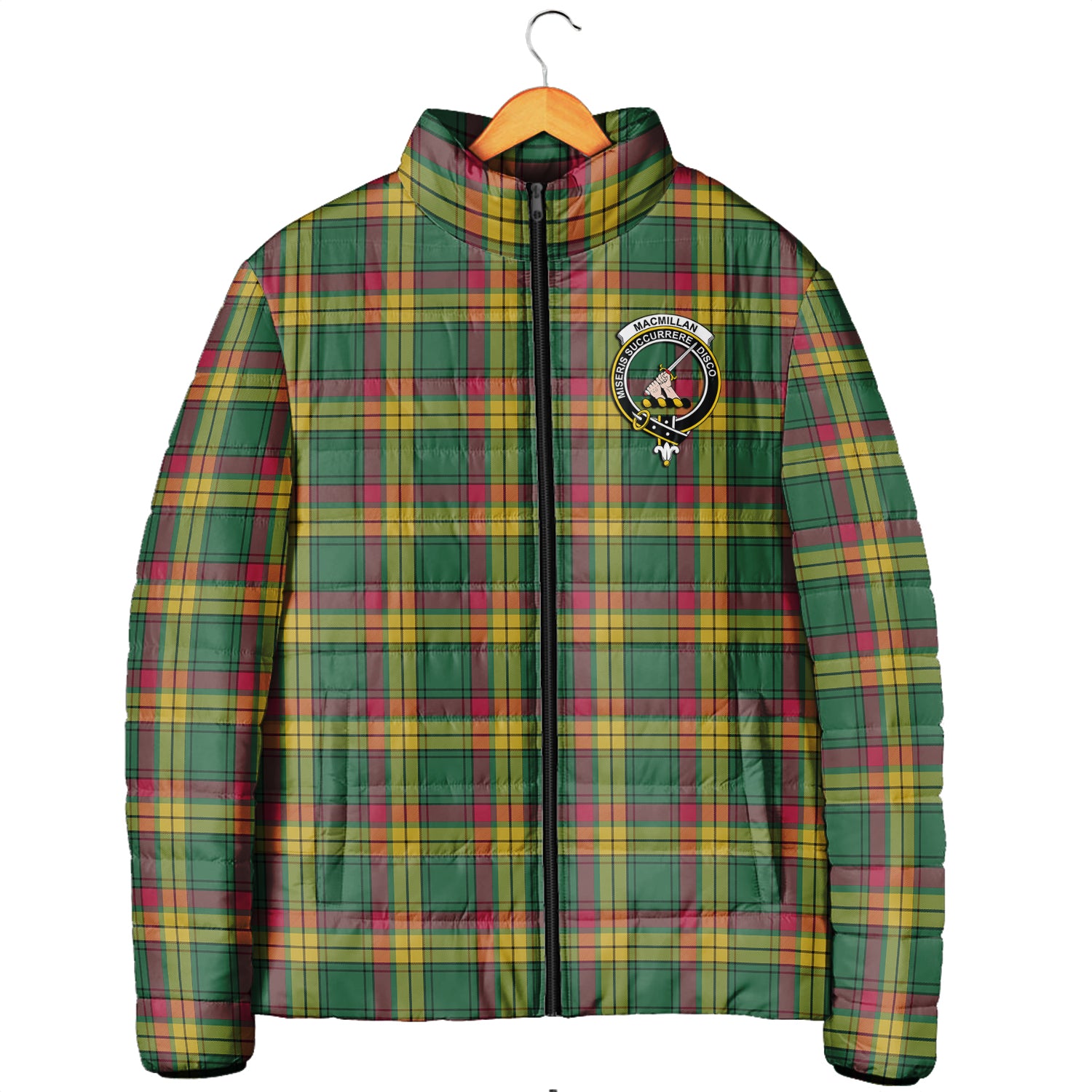 MacMillan Old Ancient Tartan Padded Jacket with Family Crest Men's Padded Jacket - Tartan Vibes Clothing