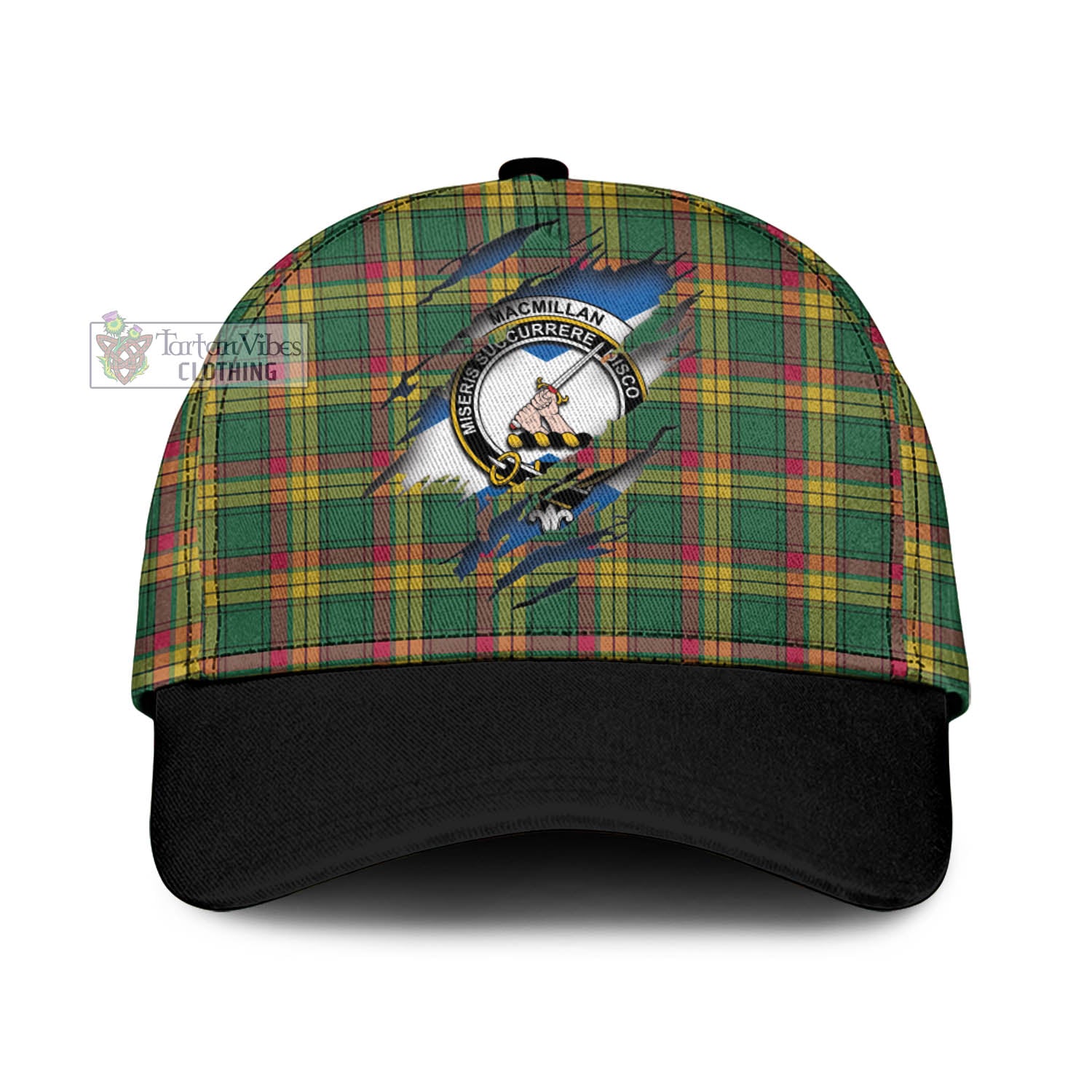 Tartan Vibes Clothing MacMillan Old Ancient Tartan Classic Cap with Family Crest In Me Style