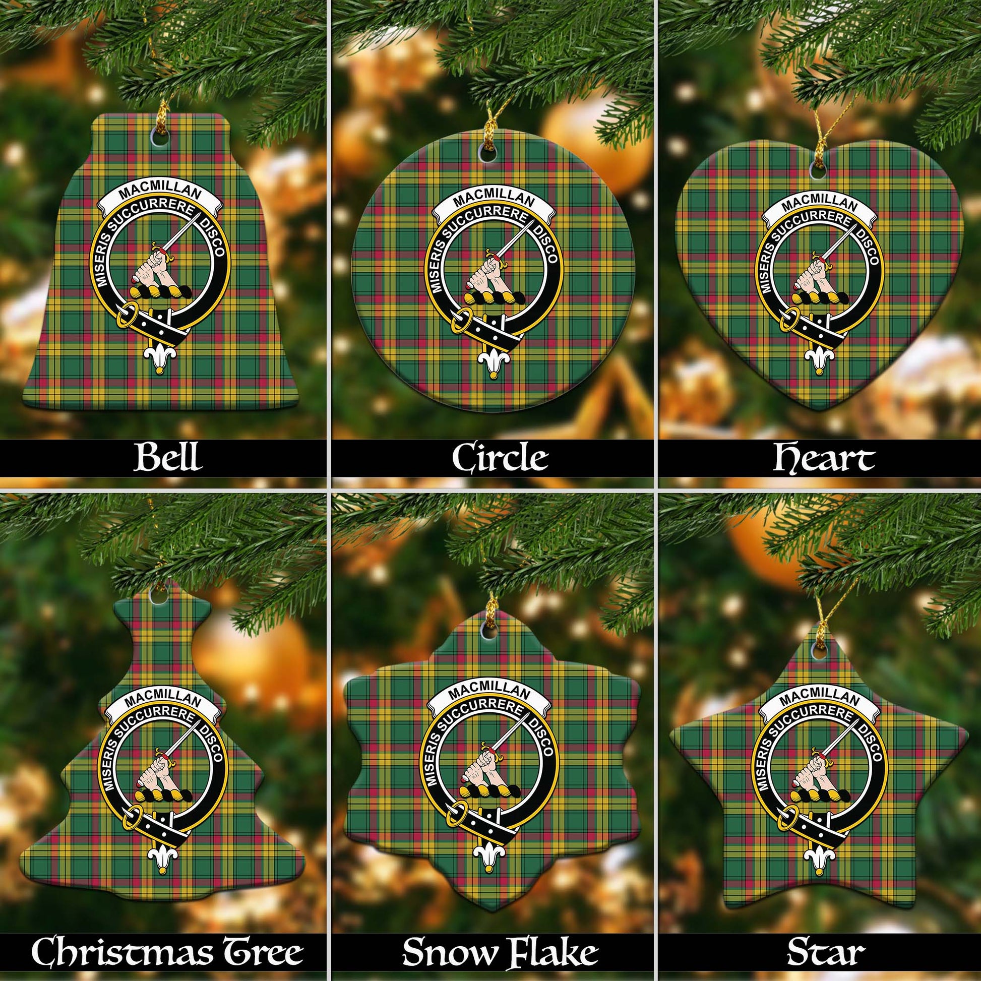 MacMillan Old Ancient Tartan Christmas Ornaments with Family Crest - Tartanvibesclothing