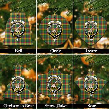 MacMillan Old Ancient Tartan Christmas Ceramic Ornaments with Family Crest