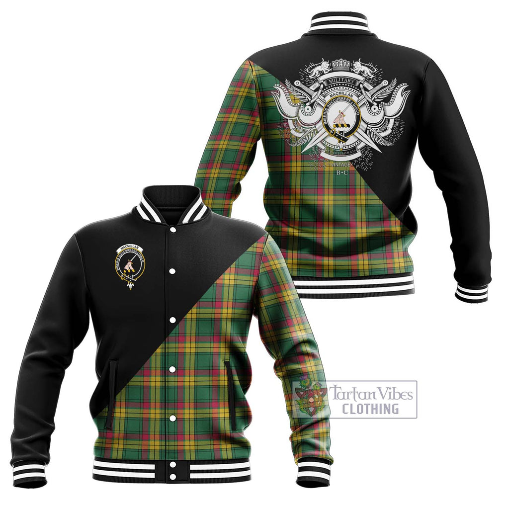 MacMillan Old Ancient Tartan Baseball Jacket with Family Crest and Military Logo Style Unisex - Tartanvibesclothing Shop