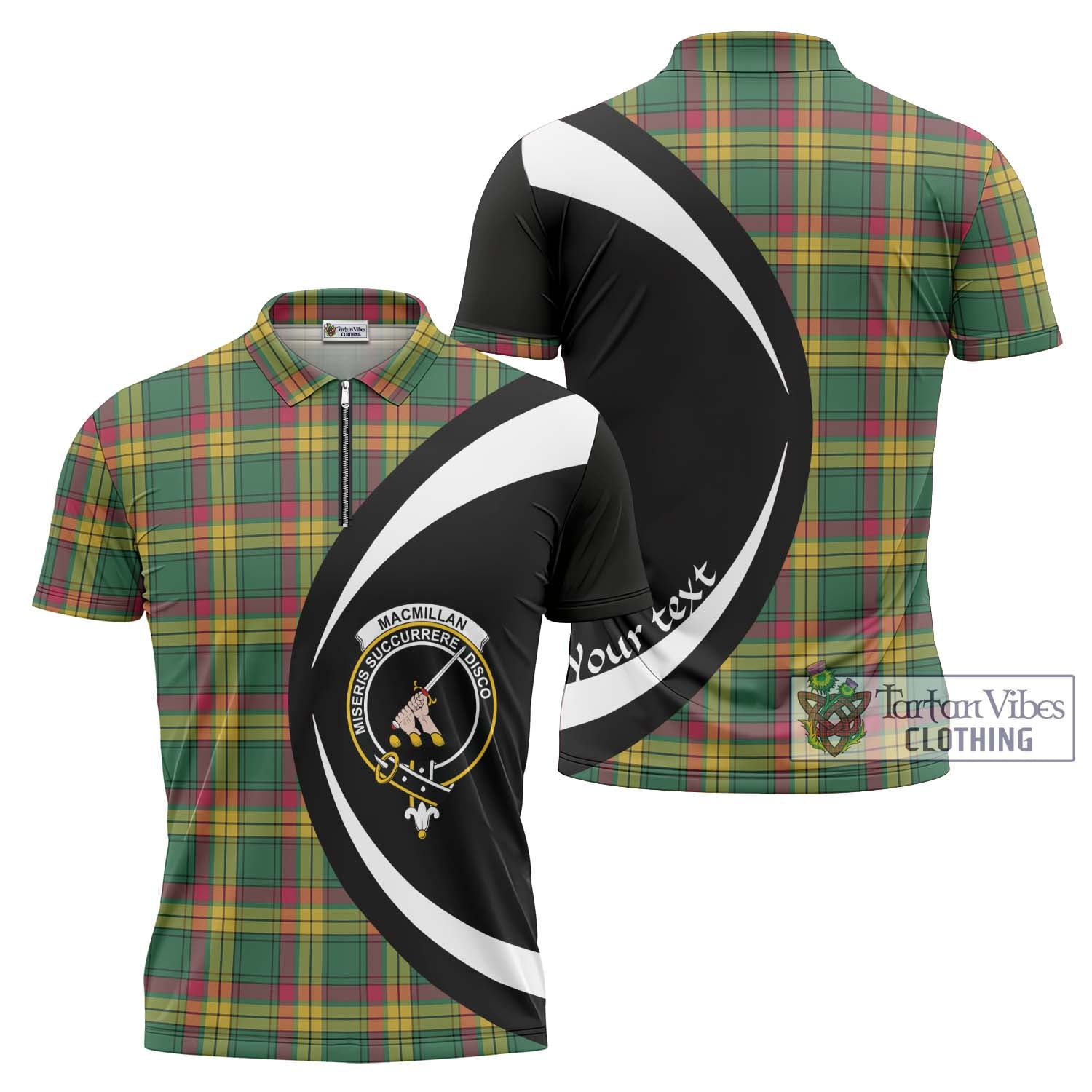 Tartan Vibes Clothing MacMillan Old Ancient Tartan Zipper Polo Shirt with Family Crest Circle Style