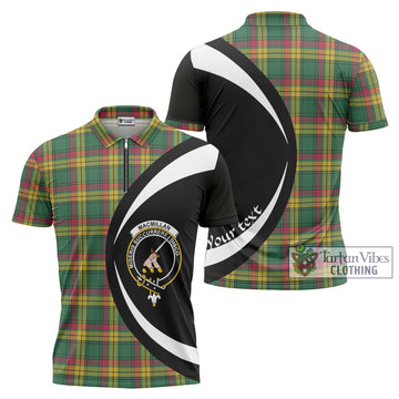 MacMillan Old Ancient Tartan Zipper Polo Shirt with Family Crest Circle Style