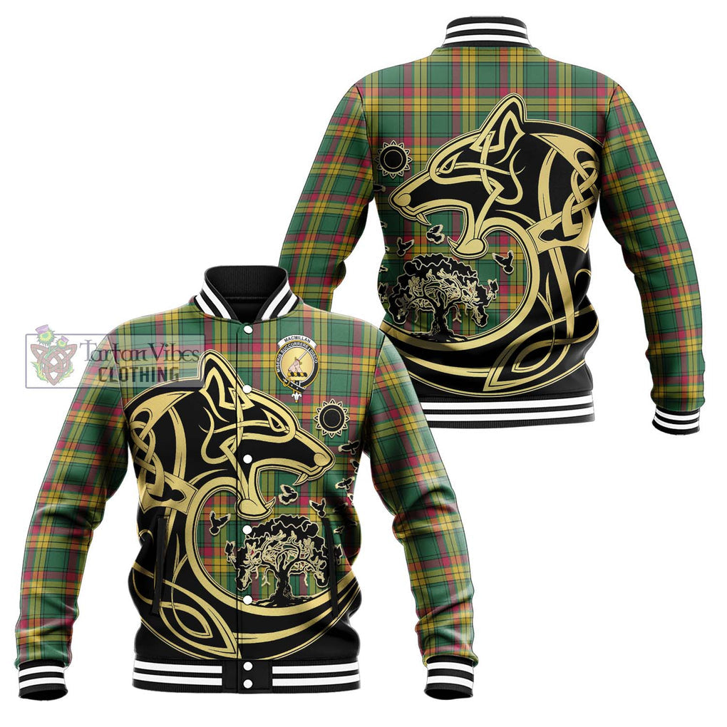 MacMillan Old Ancient Tartan Baseball Jacket with Family Crest Celtic Wolf Style Unisex - Tartan Vibes Clothing