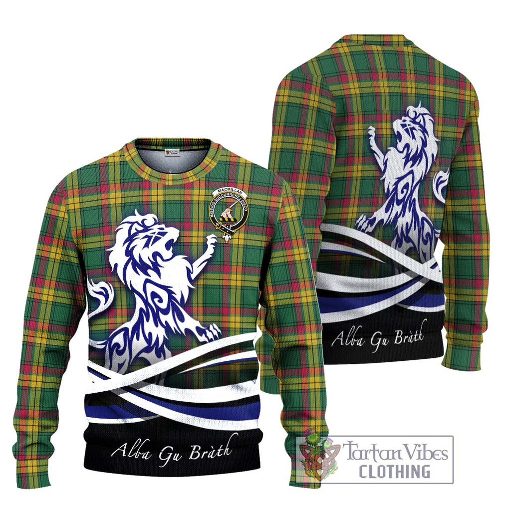 MacMillan Old Ancient Tartan Knitted Sweater with Alba Gu Brath Regal Lion Emblem Unisex - Tartanvibesclothing Shop