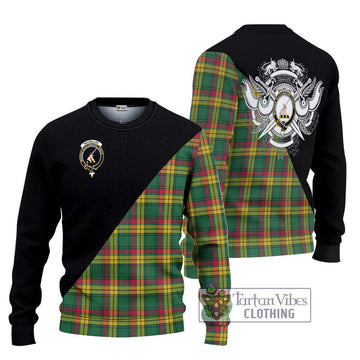 MacMillan Old Ancient Tartan Ugly Sweater with Family Crest and Military Logo Style