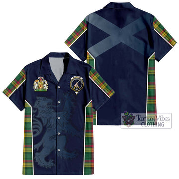 MacMillan Old Ancient Tartan Short Sleeve Button Shirt with Family Crest and Lion Rampant Vibes Sport Style