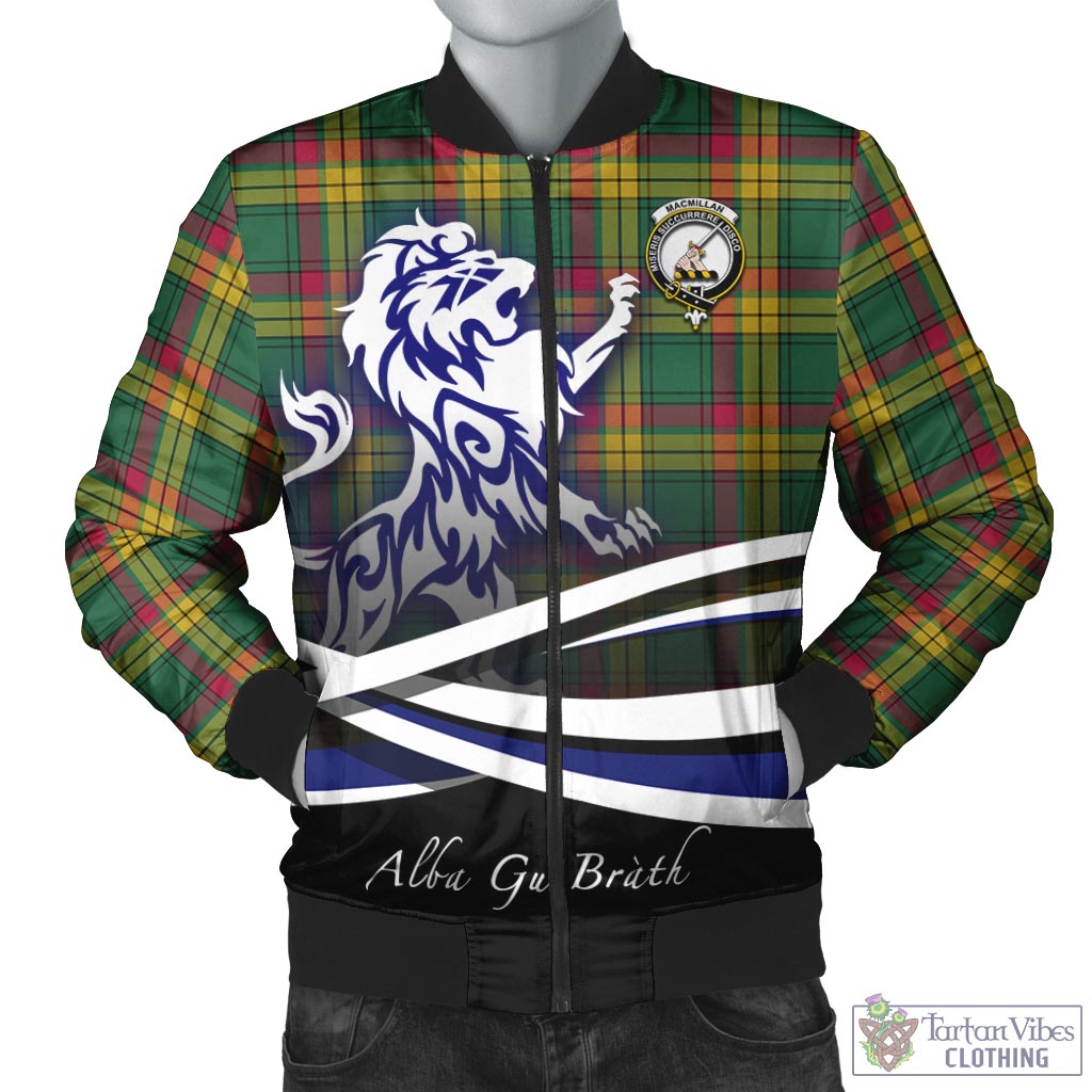 Tartan Vibes Clothing MacMillan Old Ancient Tartan Bomber Jacket with Alba Gu Brath Regal Lion Emblem